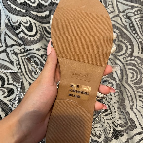 Silver rhinestone tie up Hercules string sandals - Picture 3 of 8